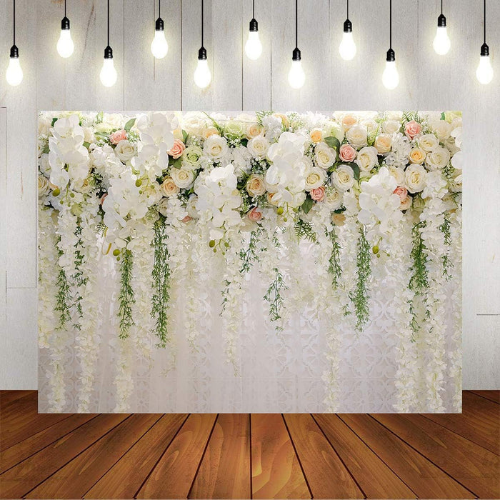 Mocsicka Telón de fondo de pared de flores de boda para sesión de fotos - Quierox - Tienda Online