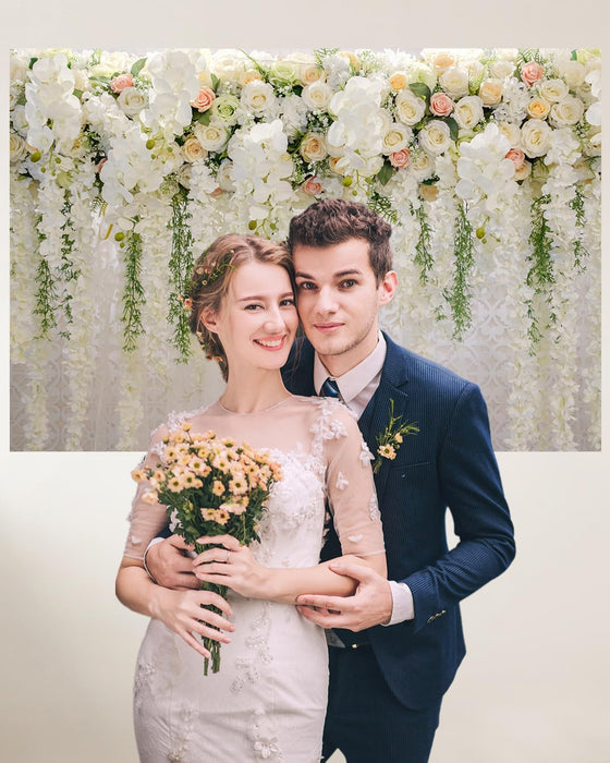 Mocsicka Telón de fondo de pared de flores de boda para sesión de fotos - Quierox - Tienda Online