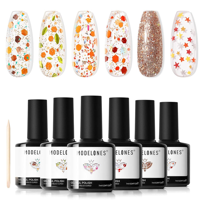 modelones Juego de esmaltes de uñas de gel con purpurina, 6 colores - Quierox - Tienda Online