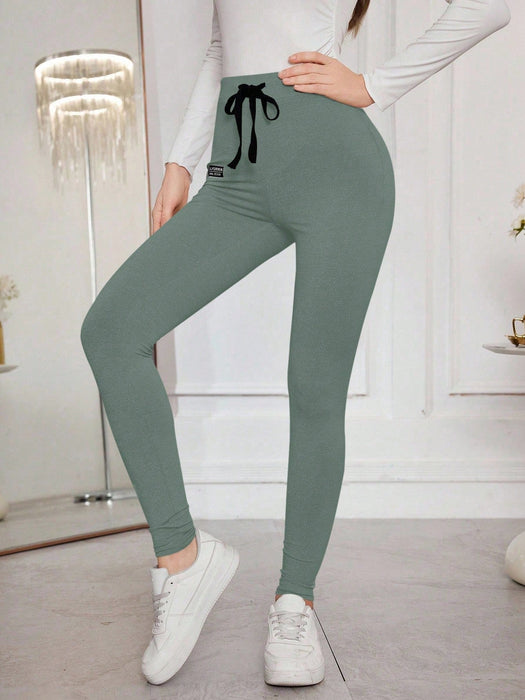 Modelyn Leggings ajustados con cordón y estampado de letras para mujer - Quierox - Tienda Online