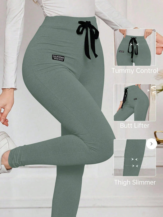 Modelyn Leggings ajustados con cordón y estampado de letras para mujer - Quierox - Tienda Online