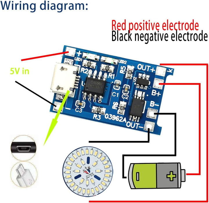 Módulo de carga tp4056 5 V miniUSB 1A 03962A placa de carga de litio - Quierox - Tienda Online
