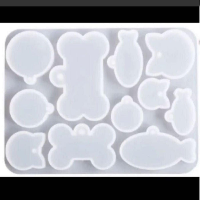 Molde de silicona para hacer placas de perdido para perros y gatos, cara de gato, hueso, pez - Quierox - Tienda Online