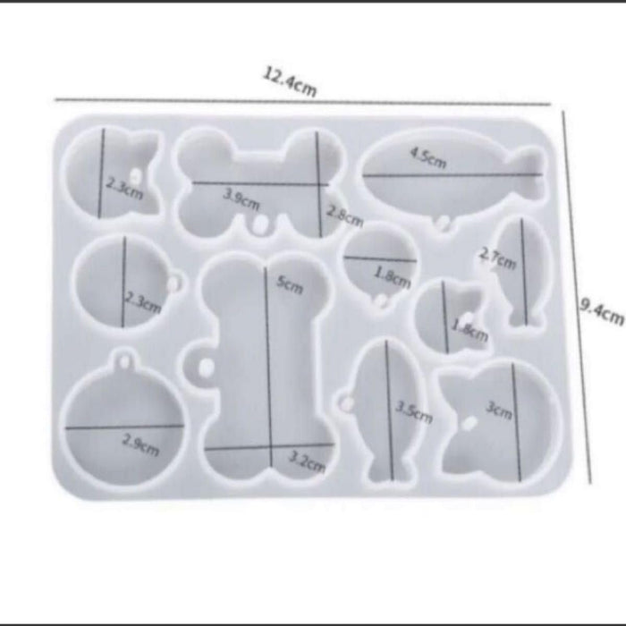 Molde de silicona para hacer placas de perdido para perros y gatos, cara de gato, hueso, pez - Quierox - Tienda Online