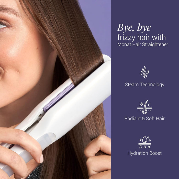 MONAT Plancha de vapor para cabello con placas de titanio