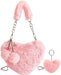 Monedero peludo con forma de corazón para mujer, bonito bolso de hombro - Quierox - Tienda Online