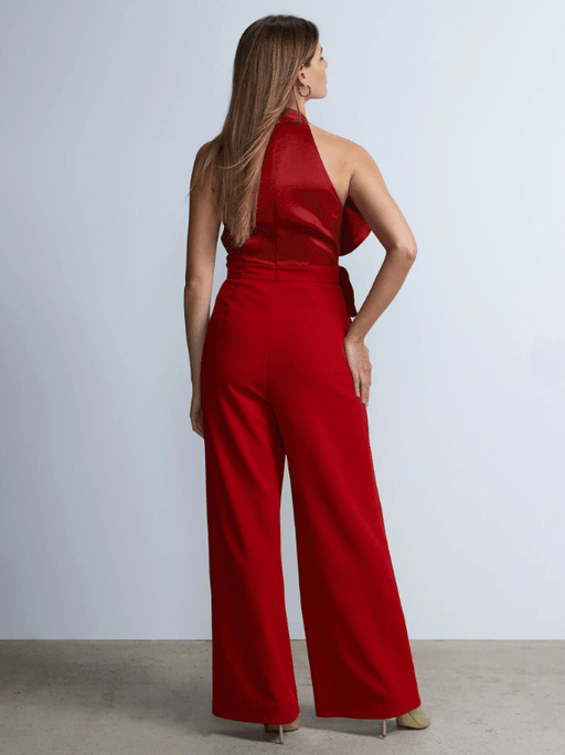 Mono con rosetas y cuello halter - Magic Crepe - Quierox - Tienda Online