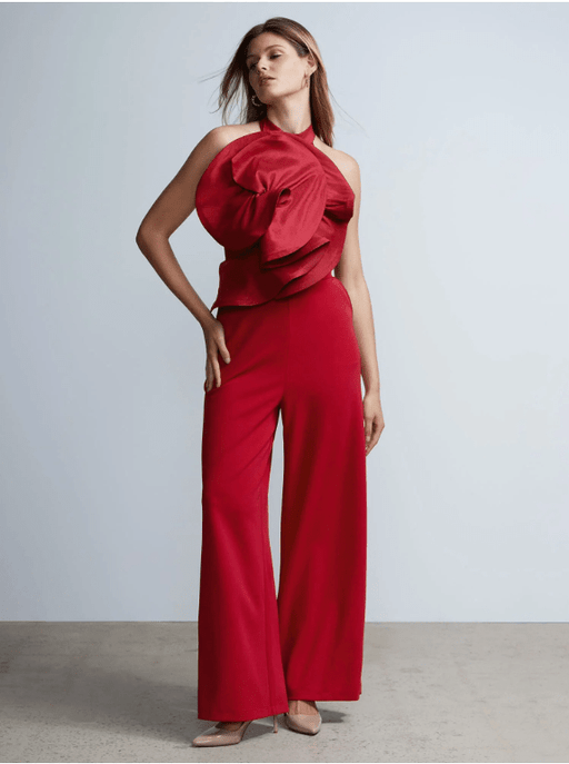 Mono con rosetas y cuello halter - Magic Crepe - Quierox - Tienda Online