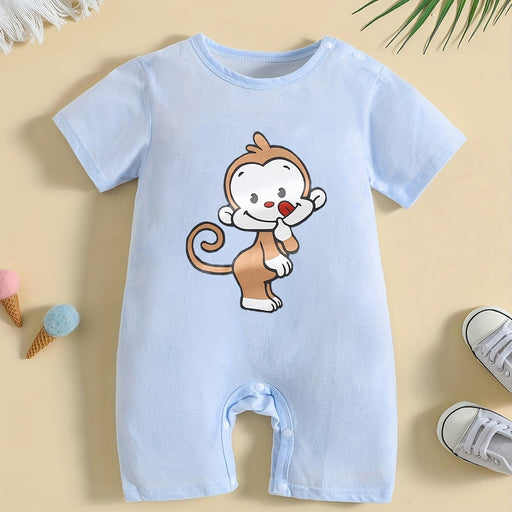 Mono de manga corta para niño con estampado de mono y entrepierna con broches - Quierox - Tienda Online