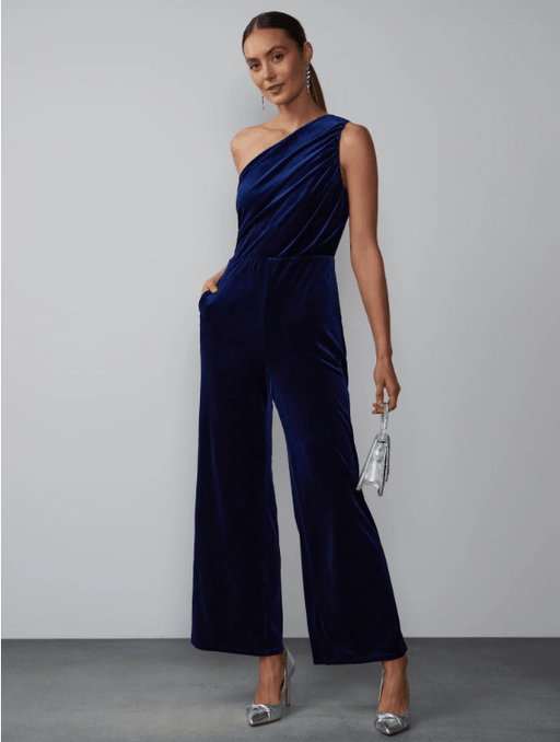 Mono de terciopelo fruncido de un hombro - Quierox - Tienda Online