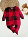 Mono unisex con pies a cuadros para bebé recién nacido, pijama navideño de cuadros - Quierox - Tienda Online