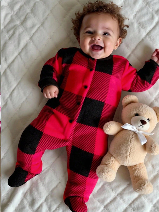 Mono unisex con pies a cuadros para bebé recién nacido, pijama navideño de cuadros - Quierox - Tienda Online