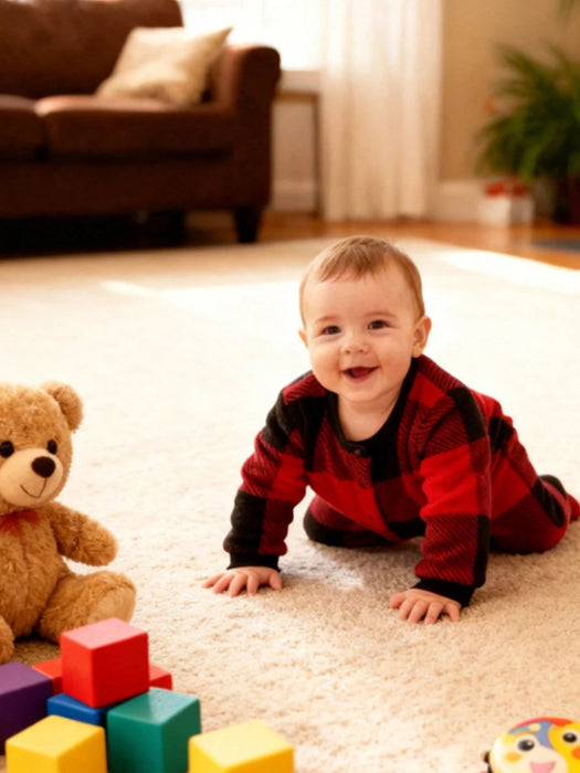 Mono unisex con pies a cuadros para bebé recién nacido, pijama navideño de cuadros - Quierox - Tienda Online