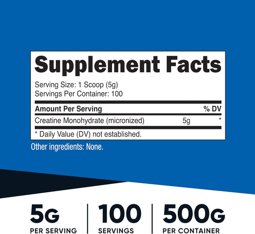 Monohidrato de creatina Nutricost, 100 porciones, 0,18 oz por porción - Quierox - Tienda Online