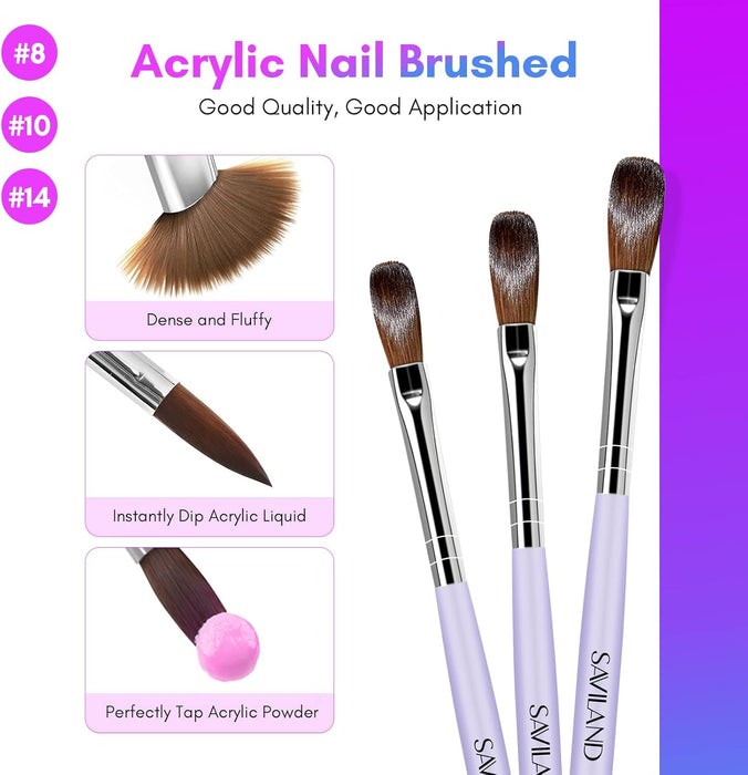 Monómero acrílico líquido Saviland de 240 ml con 3 pinceles para aplicación en kit de uñas - Quierox - Tienda Online