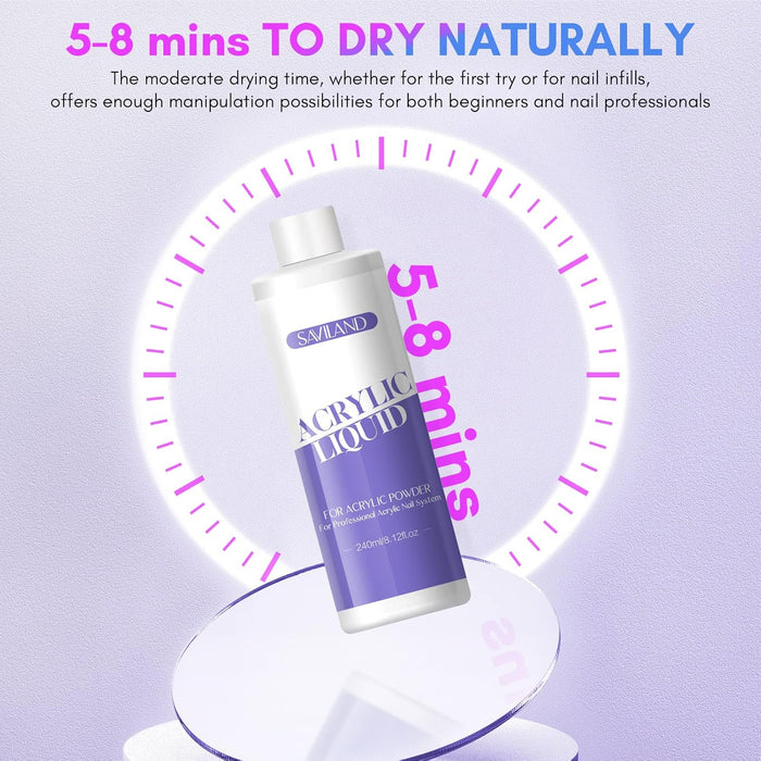 Monómero acrílico líquido Saviland de 240 ml con 3 pinceles para aplicación en kit de uñas - Quierox - Tienda Online