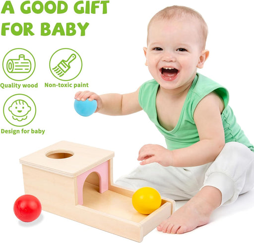 Montessori Caja de permanencia de objetos con bandeja de tres bolas - Quierox - Tienda Online