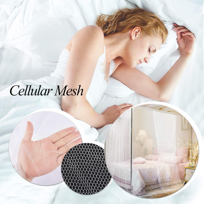 Mosquitera de algodón de cuatro puertas con dosel cuadrado atractivo para cama, elegante. - Quierox - Tienda Online