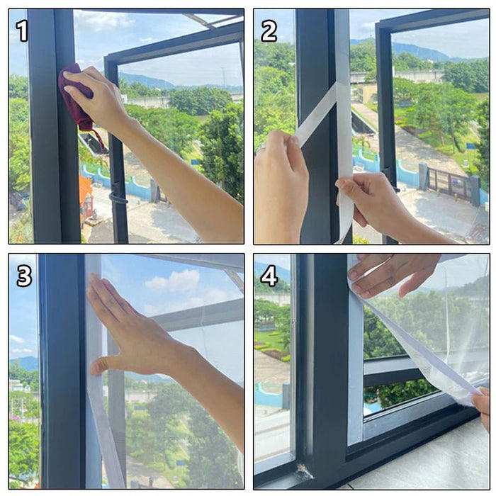 Mosquiteras para ventanas autoadhesivas y reutilizables, blancas, de tul, lavables - Quierox - Tienda Online