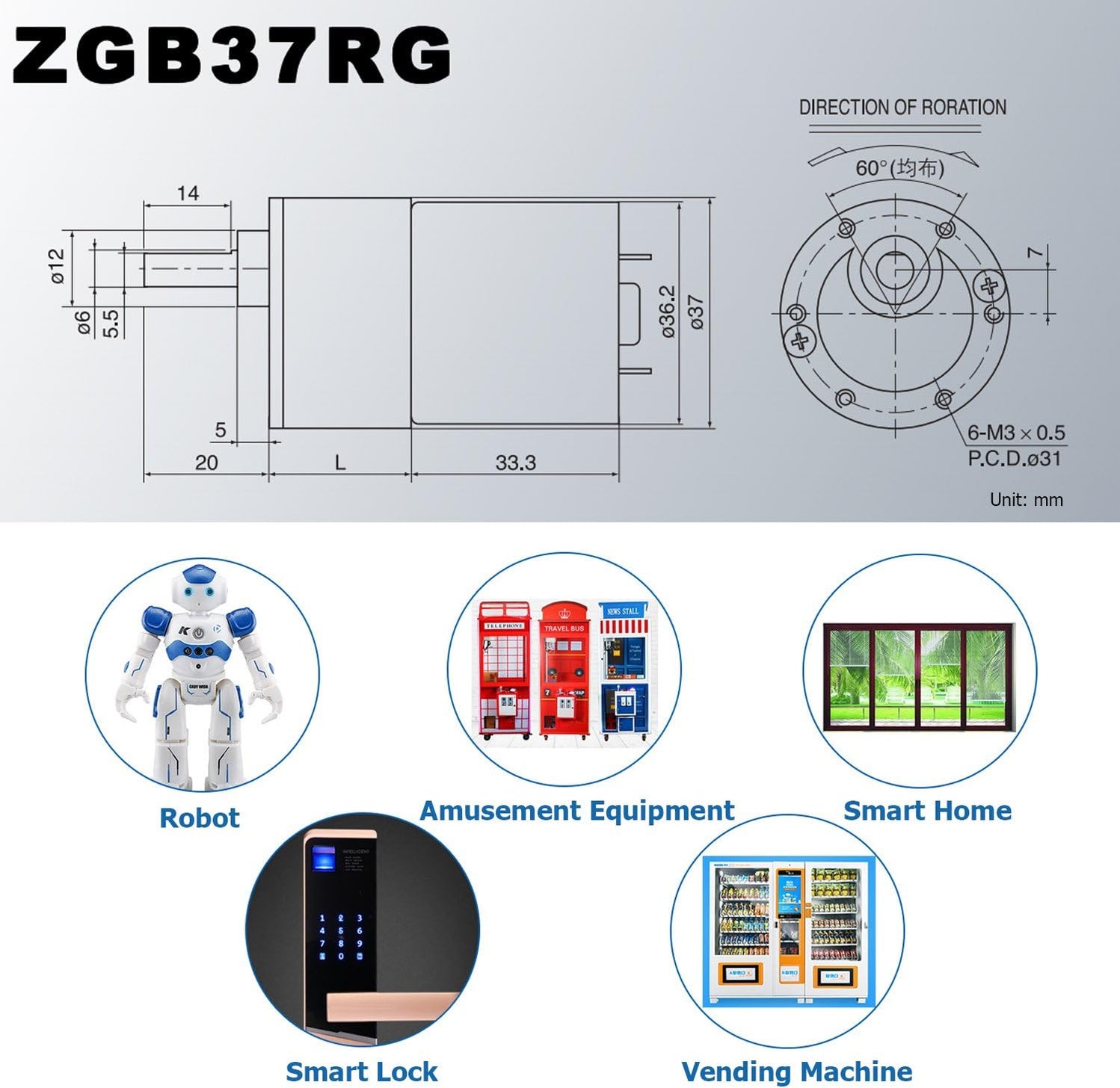 Motorreductor eléctrico de alta torsión Greartisan DC 24 V 150 RPM ...