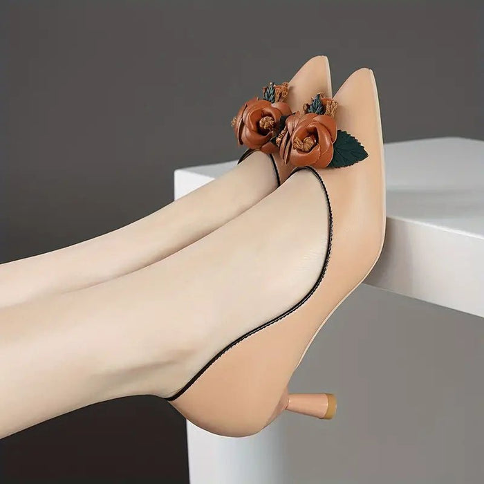 Mujeres Zapatos De Tacón De Aguja Con Decoración De Flores