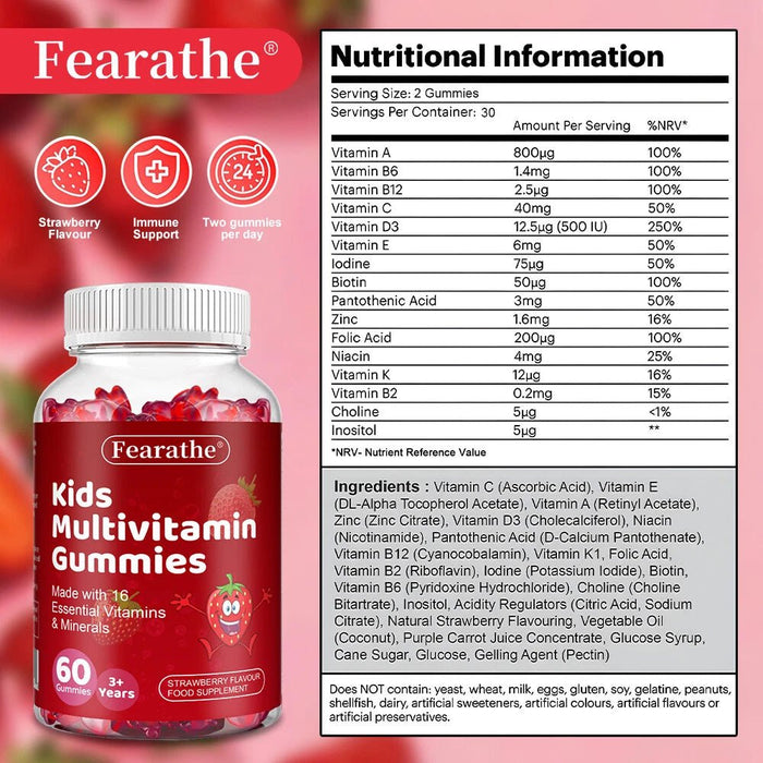 Multivitamínico infantil, 60 ositos de goma veganos con sabor a fresa - Quierox - Tienda Online
