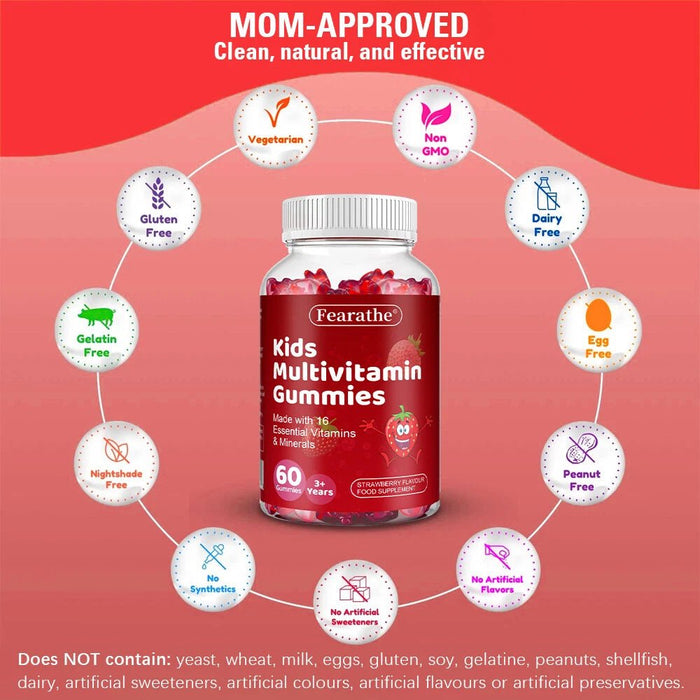 Multivitamínico infantil, 60 ositos de goma veganos con sabor a fresa - Quierox - Tienda Online