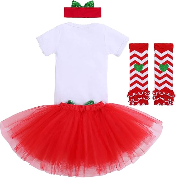 My First Christmas falda tutú de tul de princesa, diadema y calentadores de piernas, juego de ropa de 3 piezas - Quierox - Tienda Online
