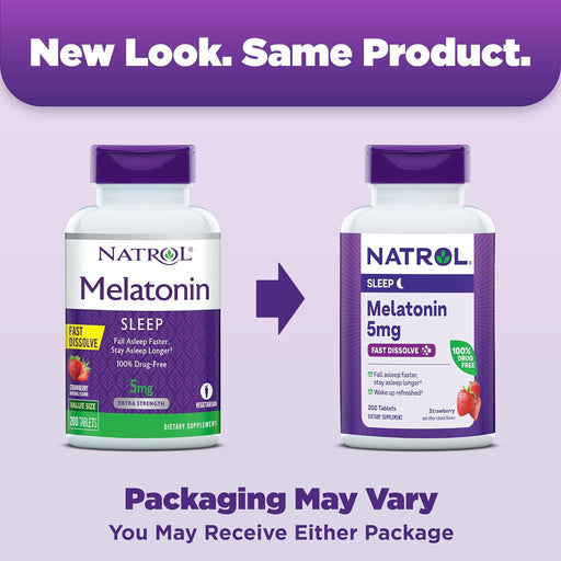 Natrol Melatonina 5 mg, suplemento dietético con sabor a fresa para un sueño reparador, 200 tabletas - Quierox - Tienda Online
