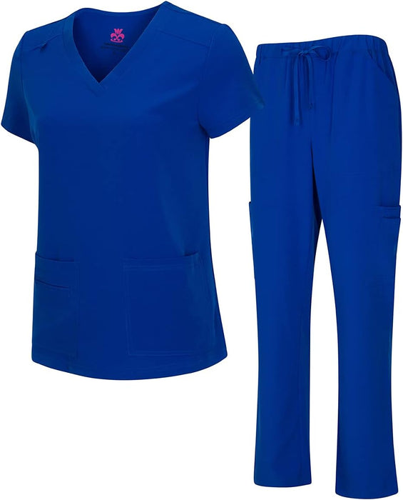 Natural Uniforms - Conjunto de ropa quirúrgica con cuello en V y pantalón cargo para mujer - Quierox - Tienda Online
