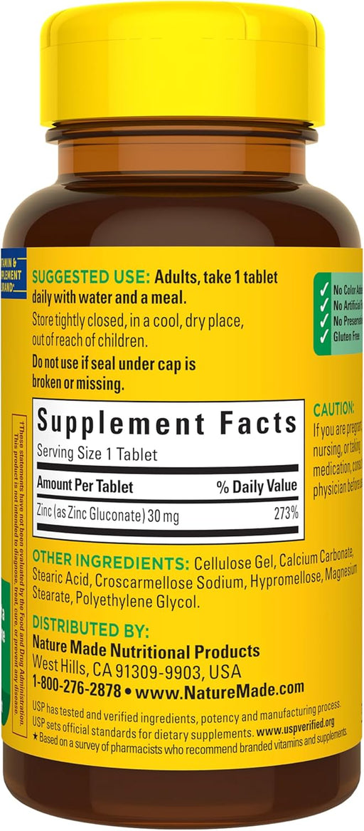 Nature Made Zinc 30 mg suplemento para hombres y mujeres - Quierox - Tienda Online
