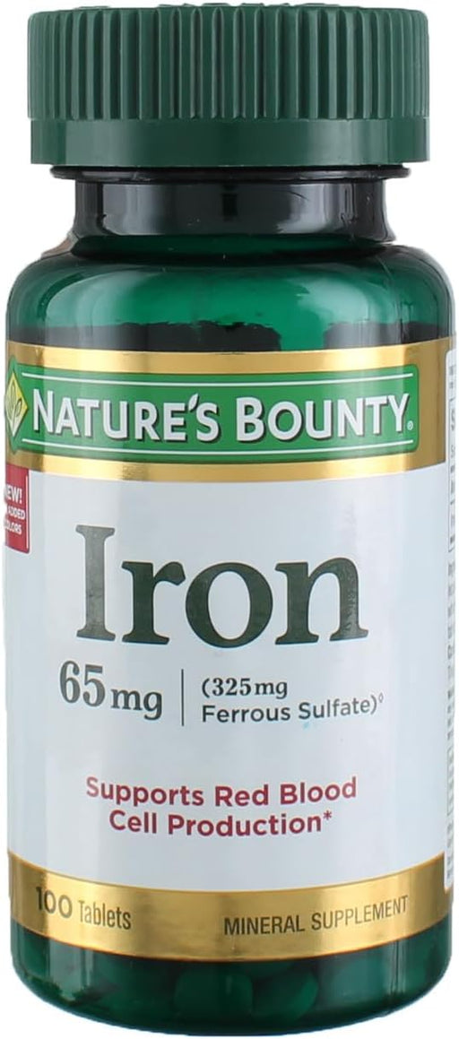 Nature's Bounty Hierro 65 mg de 100 tabletas (325 mg sulfato ferroso) - Quierox - Tienda Online