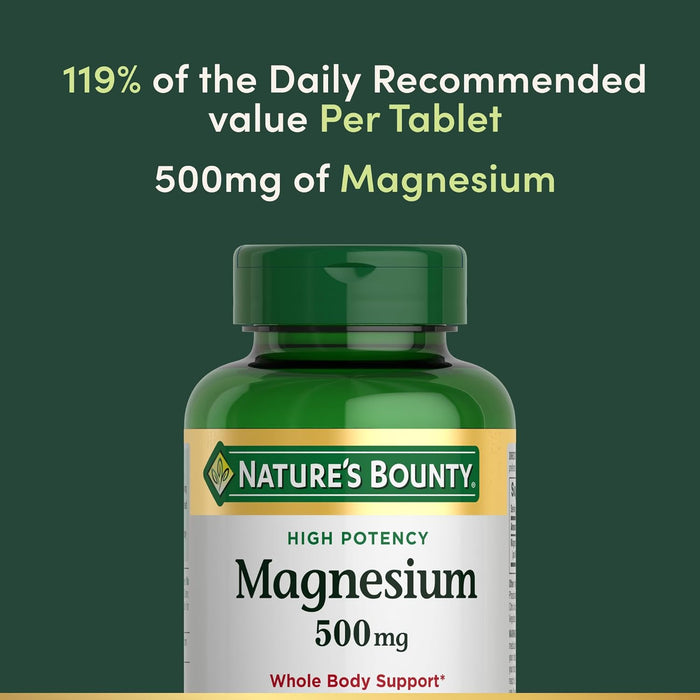 Nature's Bounty Magnesio, salud ósea y muscular, apoyo para todo el cuerpo, comprimidos - Quierox - Tienda Online