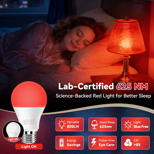 Neporal Bombilla de Luz Roja de 625nm para Dormir, de Bloqueo 100% de Luz Azul - Quierox - Tienda Online