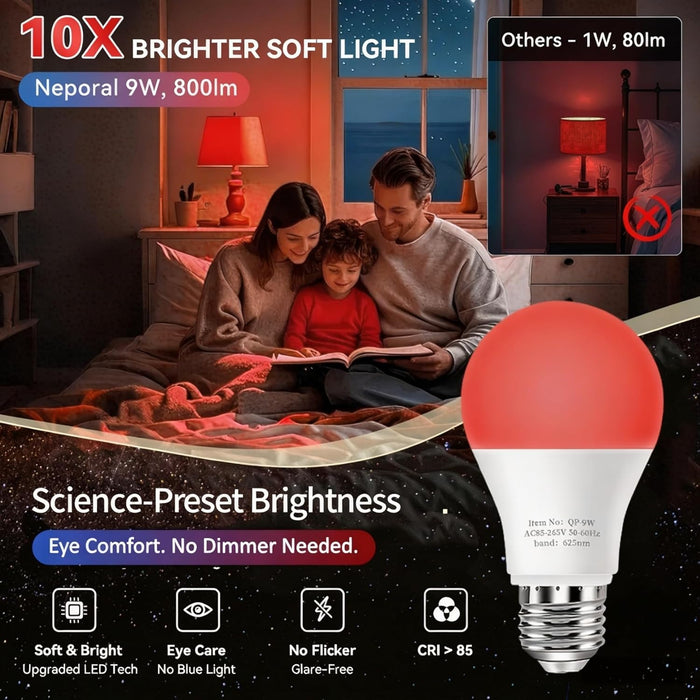 Neporal Bombilla de Luz Roja de 625nm para Dormir, de Bloqueo 100% de Luz Azul - Quierox - Tienda Online