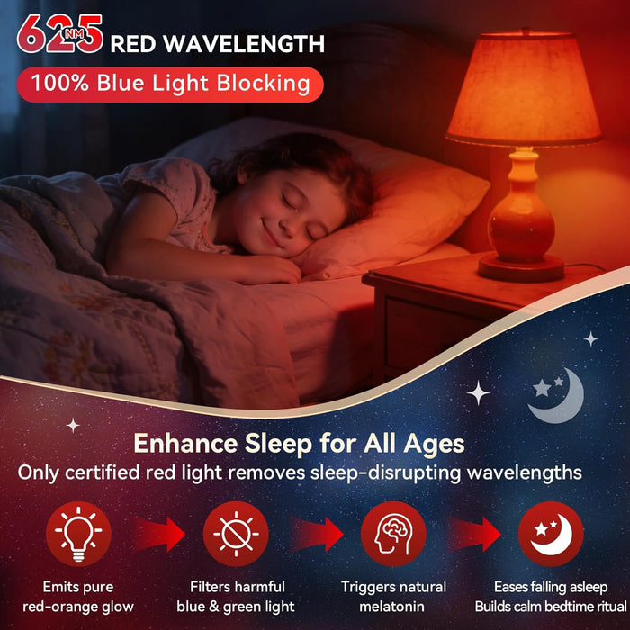 Neporal Bombilla de Luz Roja de 625nm para Dormir, de Bloqueo 100% de Luz Azul - Quierox - Tienda Online
