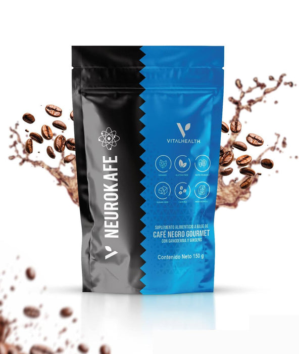 Neurokafe - Café negro premium con ganoderma y ginseng, mezcla nootrópica, 150 g - Quierox - Tienda Online