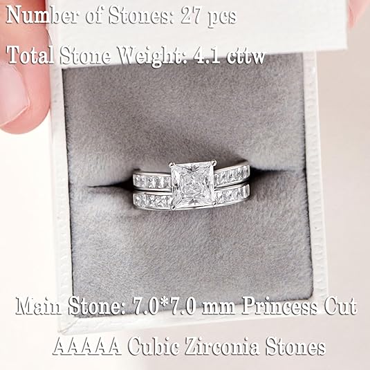 Newshe Jewellery Anillos de boda para mujer AAAAACz 925 plata de ley - Quierox - Tienda Online