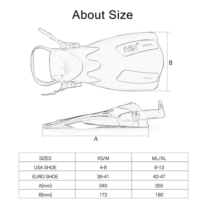 NEX Aletas de snorkel y buceo ajustables para adultos - Quierox - Tienda Online