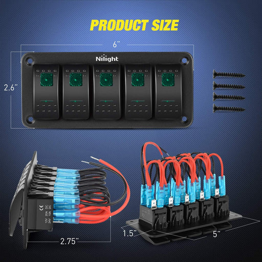 Nilight Panel de interruptor basculante de 5 bandas - Quierox - Tienda Online
