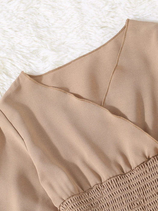 Niñas Blusa peplum de cuello cruzado de cintura fruncido bajo irregular - Quierox - Tienda Online