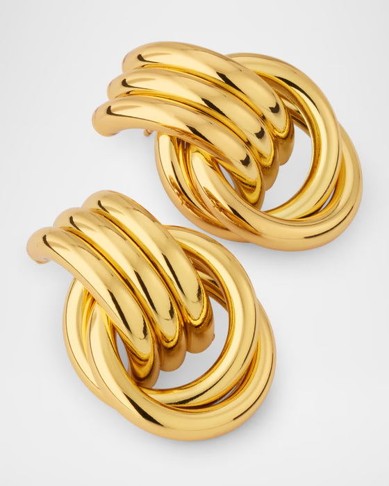 Pendientes gruesos de nudo dorado para mujer
