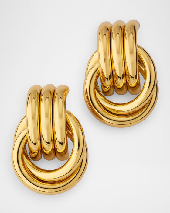 Pendientes gruesos de nudo dorado para mujer