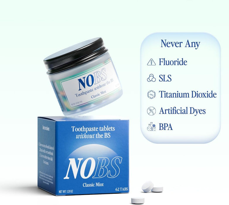 NOBS Pastillas de pasta de dientes, Nano hidroxiapatita, sin fluoruro y plástico - Quierox - Tienda Online