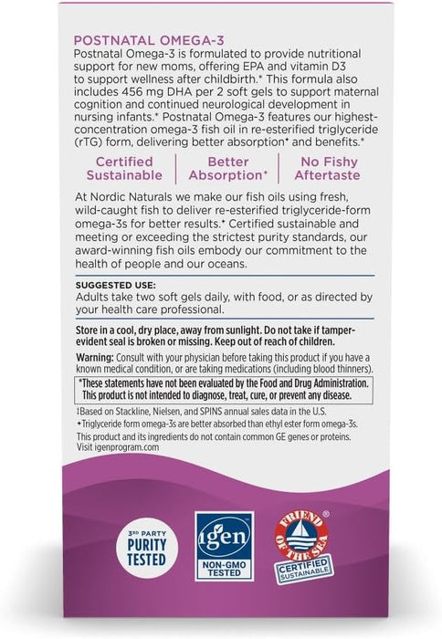 Nordic Naturals 60 cápsulas de gel sabor limón de omega 3 para posparto - Quierox - Tienda Online