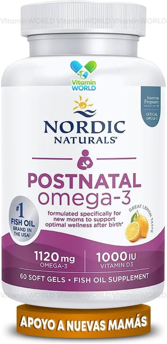 Nordic Naturals 60 cápsulas de gel sabor limón de omega 3 para posparto - Quierox - Tienda Online