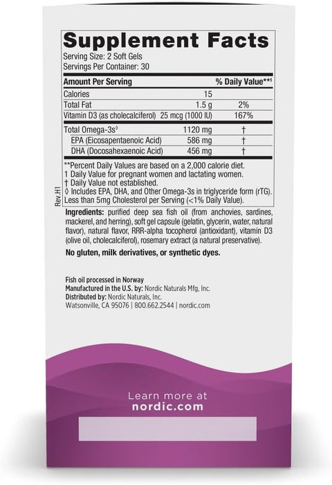 Nordic Naturals 60 cápsulas de gel sabor limón de omega 3 para posparto - Quierox - Tienda Online