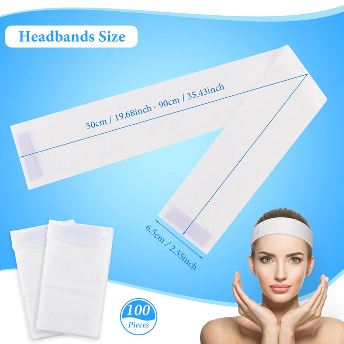 Noverlife - 100 diademas desechables para spa, elásticas con cinta mágica ajustable - Quierox - Tienda Online