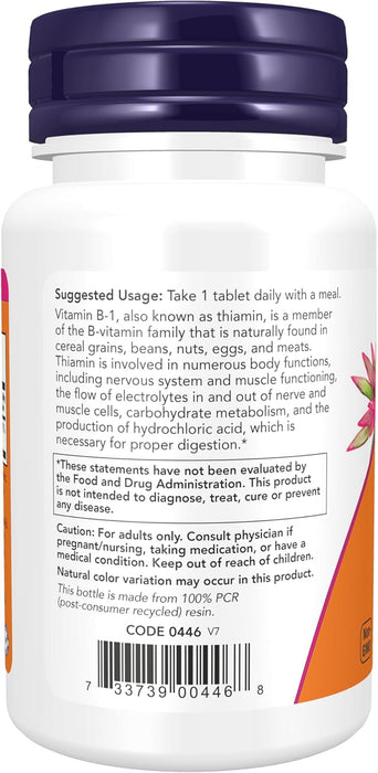 NOW Foods Suplementos, Vitamina B - 1 100 mg, Producción de Energía - Quierox - Tienda Online