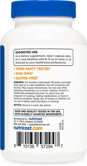 Nutricost Melatonina 5 mg, 240 cápsulas - 5 mg por porción, sin OMG, sin gluten - Quierox - Tienda Online